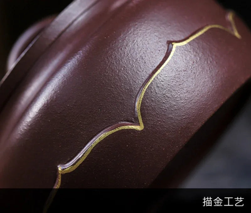 Teko Zisha Yixing Buatan Tangan Sepenuhnya [Golden Lotus] (Zi Ni - 350ml)