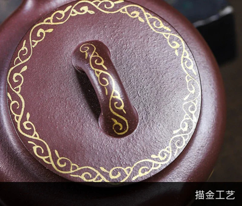 Teko Zisha Yixing Buatan Tangan Sepenuhnya [Golden Lotus] (Zi Ni - 350ml)