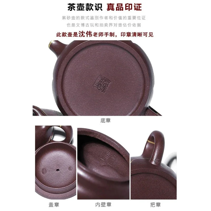 Teko Zisha Yixing Buatan Tangan Sepenuhnya [Golden Lotus] (Zi Ni - 350ml)