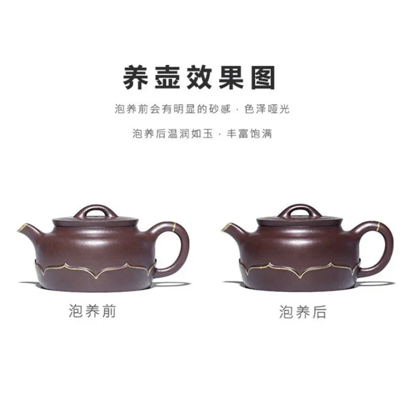 Teko Zisha Yixing Buatan Tangan Sepenuhnya [Golden Lotus] (Zi Ni - 350ml)