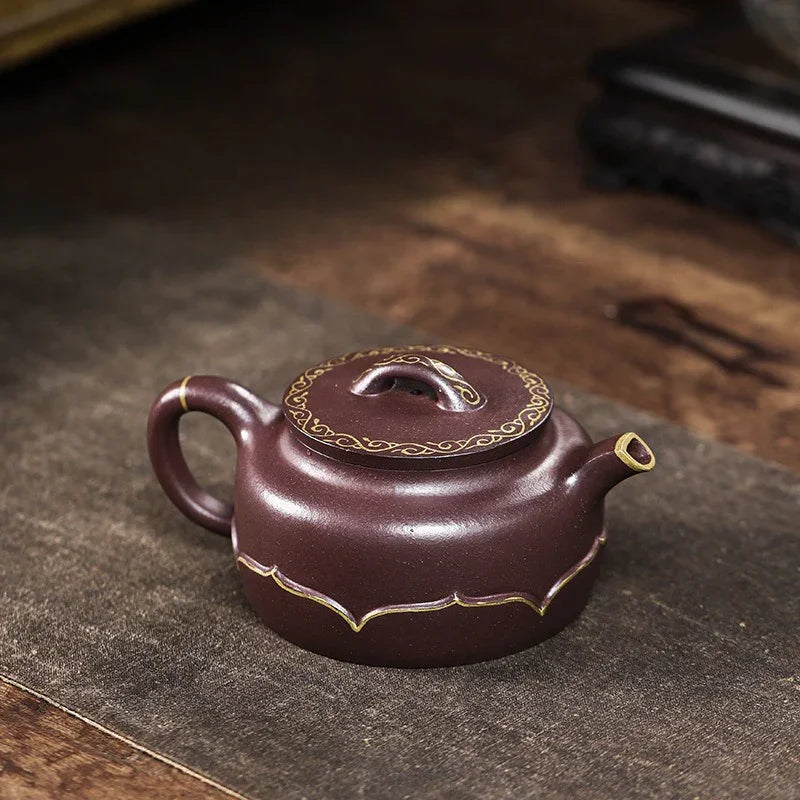 Teko Zisha Yixing Buatan Tangan Sepenuhnya [Golden Lotus] (Zi Ni - 350ml)