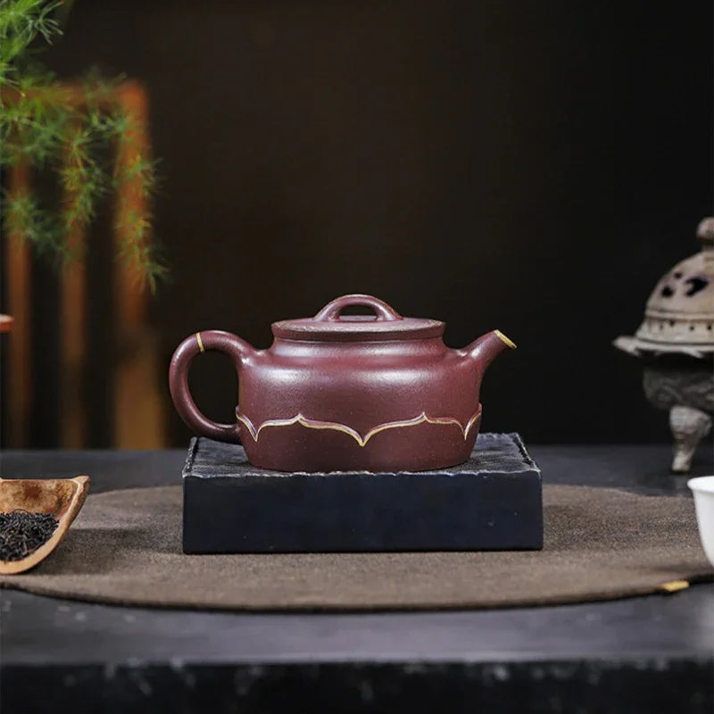 Teko Zisha Yixing Buatan Tangan Sepenuhnya [Golden Lotus] (Zi Ni - 350ml)