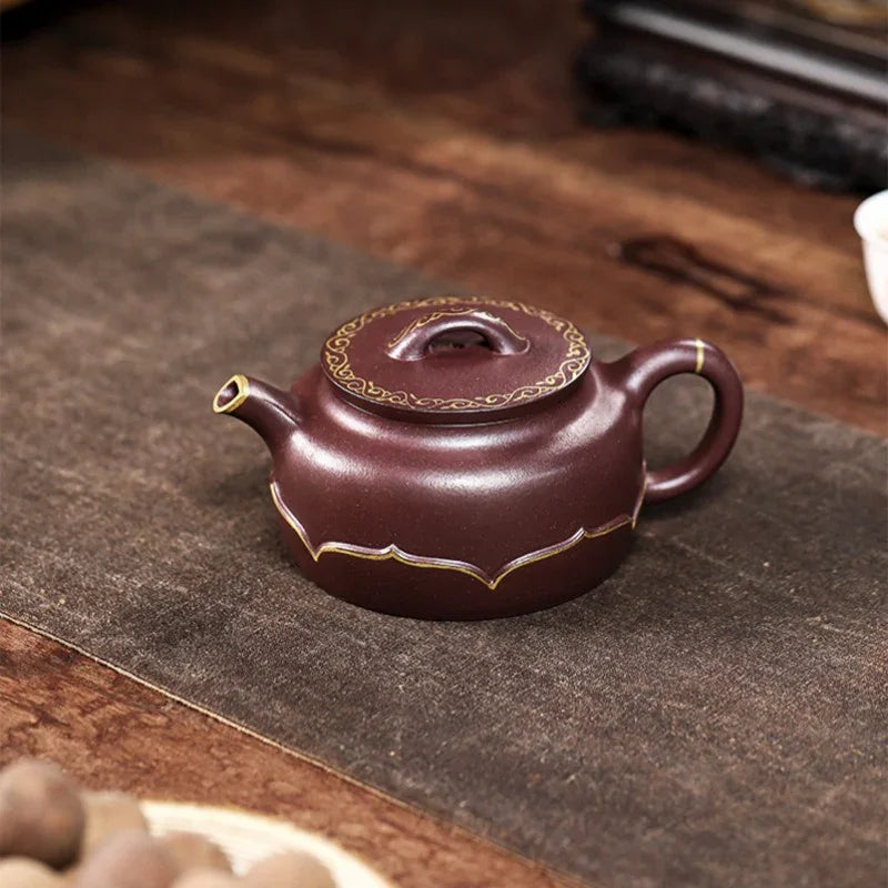 Teko Zisha Yixing Buatan Tangan Sepenuhnya [Golden Lotus] (Zi Ni - 350ml)
