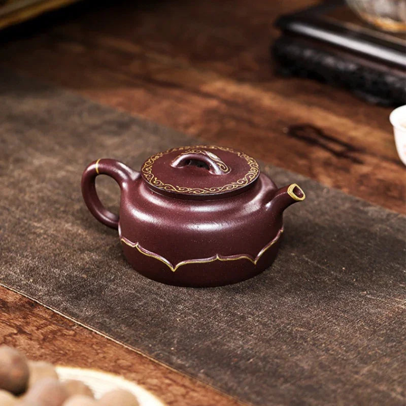 Teko Zisha Yixing Buatan Tangan Sepenuhnya [Golden Lotus] (Zi Ni - 350ml)