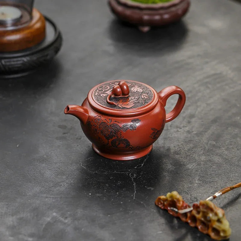 Full Handmade Yixing Zisha Teapot [Good Fortune] (Long Xue Sha - 200ml) - YIQIN TEA HOUSE | yiqinteahouse.com | 200-300ml, full handmade zisha teapot, teapot, teaware