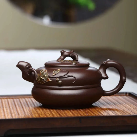 Full Handmade Yixing Zisha Teapot [Gourd Pot] (Lao Zi Ni - 360ml) - YIQIN TEA HOUSE | yiqinteahouse.com | >300ml, full handmade zisha teapot, new arrival, teapot, teaware