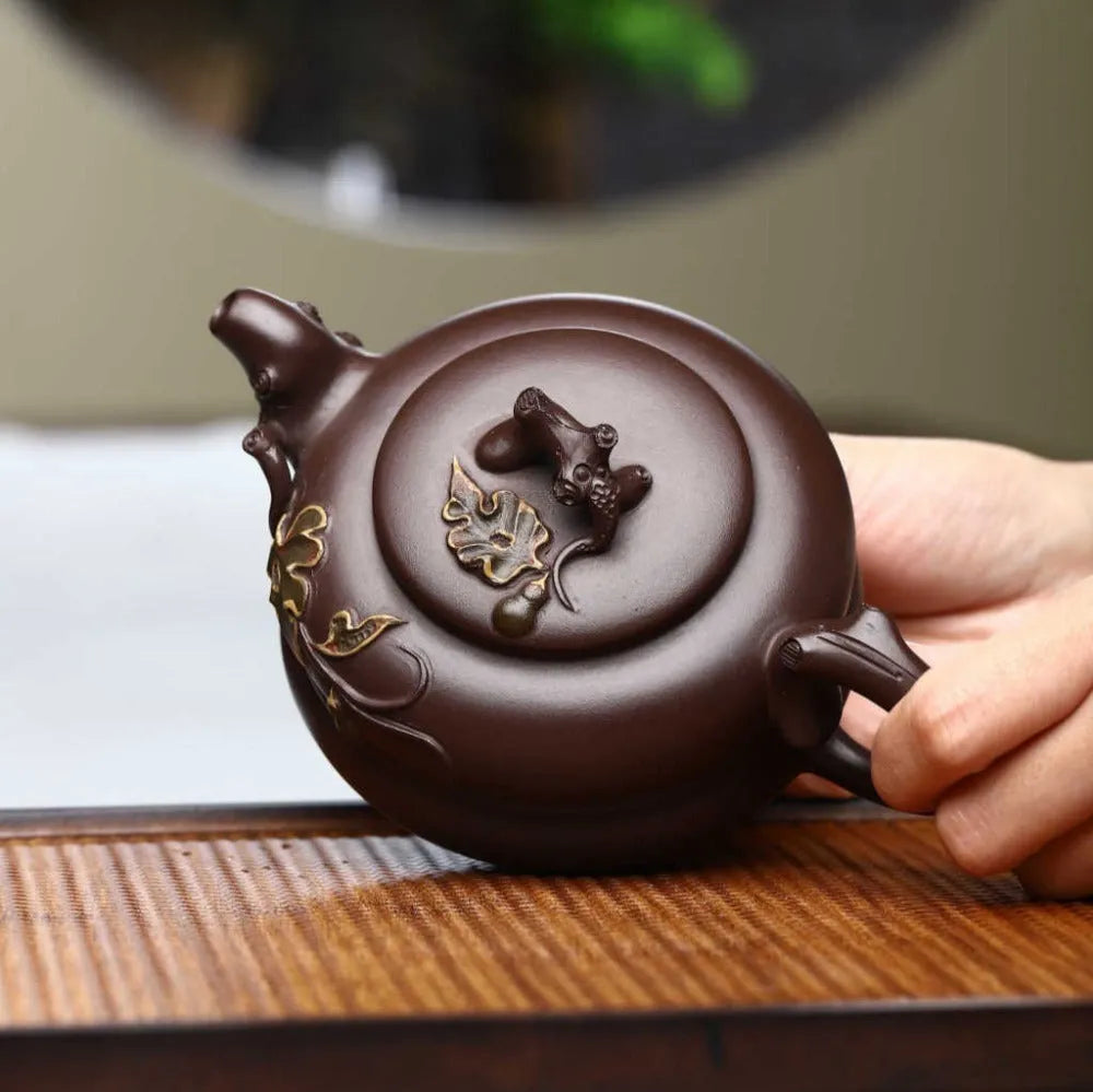 Full Handmade Yixing Zisha Teapot [Gourd Pot] (Lao Zi Ni - 360ml) - YIQIN TEA HOUSE | yiqinteahouse.com | >300ml, full handmade zisha teapot, new arrival, teapot, teaware