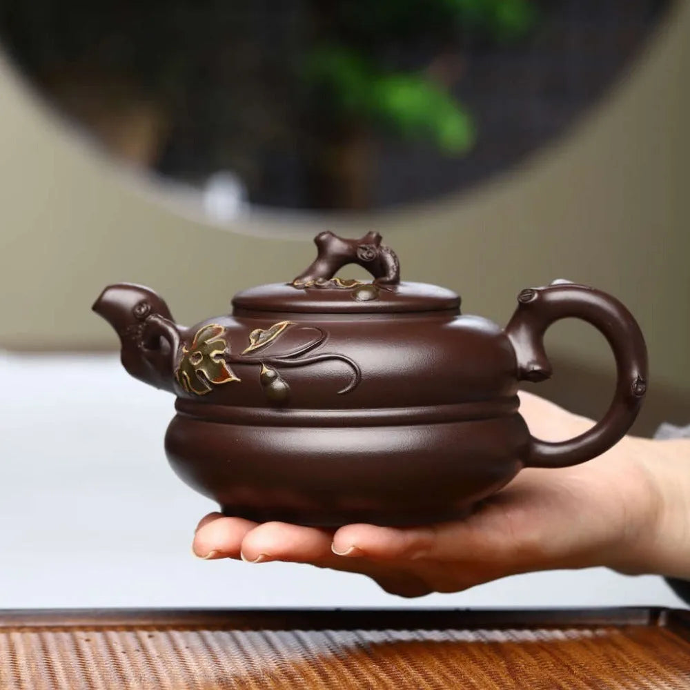 Full Handmade Yixing Zisha Teapot [Gourd Pot] (Lao Zi Ni - 360ml) - YIQIN TEA HOUSE | yiqinteahouse.com | >300ml, full handmade zisha teapot, new arrival, teapot, teaware