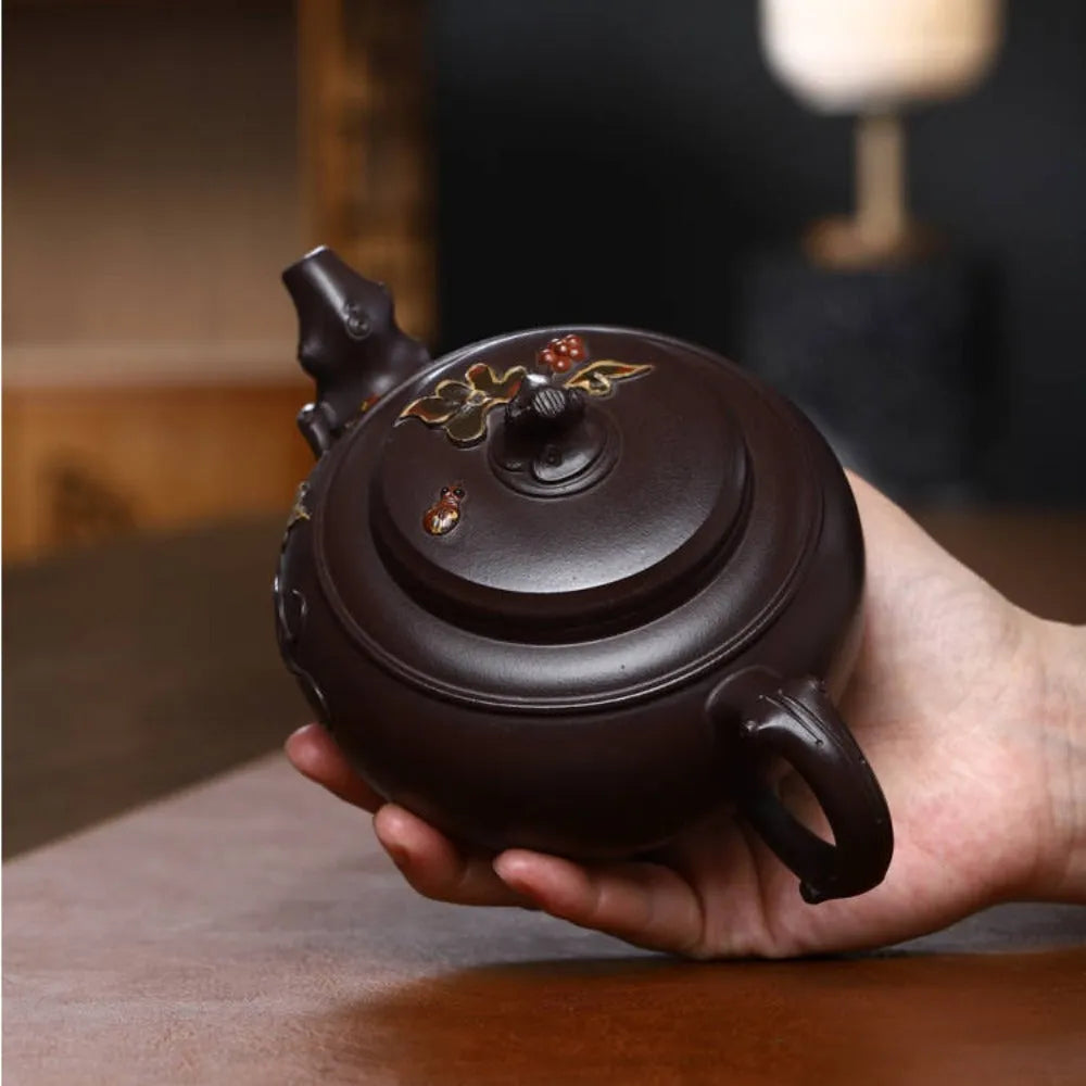 Full Handmade Yixing Zisha Teapot [Grape Pot] (Lao Zi Ni - 350ml) - YIQIN TEA HOUSE | yiqinteahouse.com | >300ml, full handmade zisha teapot, new arrival, teapot, teaware