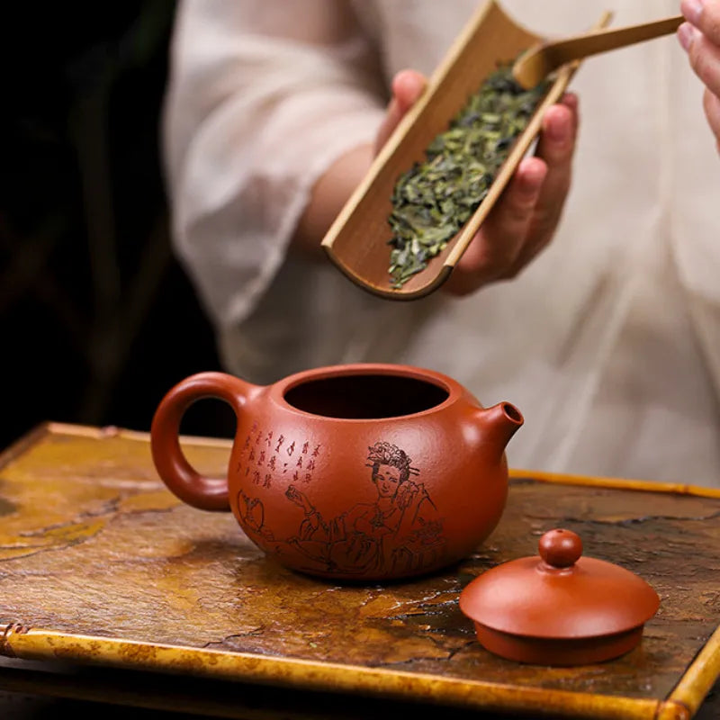 Full Handmade Yixing Zisha Teapot [Guifei Zuijiu Xishi] (Xiao Meiyao Zhu Ni - 300ml) - YIQIN TEA HOUSE | yiqinteahouse.com | 200-300ml, full handmade zisha teapot, new arrival, teapot, teaware