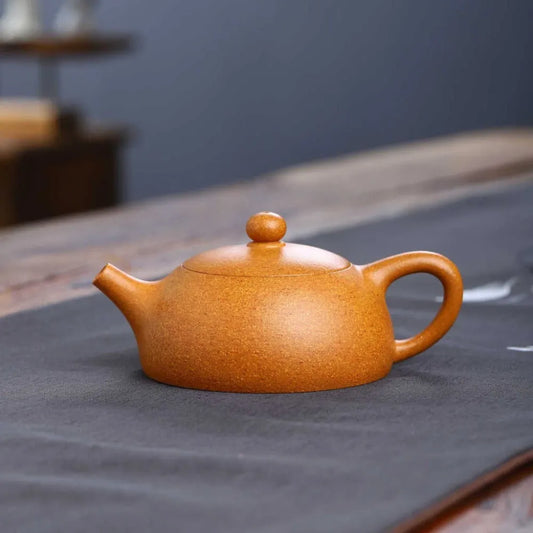 Full Handmade Yixing Zisha Teapot [Half Moon Pot] (Wucai Lao Duan Ni - 180ml) - YIQIN TEA HOUSE | yiqinteahouse.com | <200ml, full handmade zisha teapot, new arrival, plain smooth, teapot, teaware