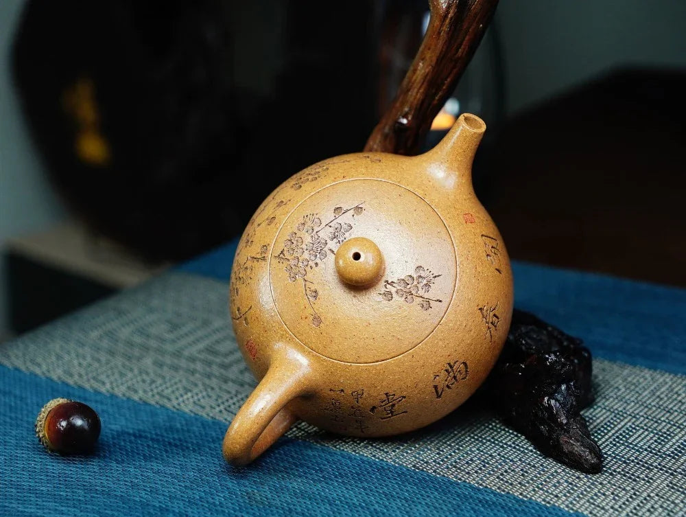 Full Handmade Yixing Zisha Teapot [Half Moon Pot] (Wucai Lao Duan Ni - 200ml) - YIQIN TEA HOUSE | yiqinteahouse.com | 200-300ml, full handmade zisha teapot, teapot, teaware