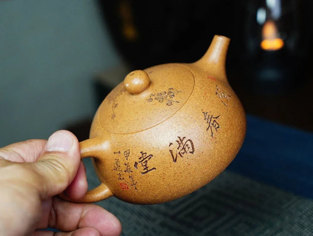 Full Handmade Yixing Zisha Teapot [Half Moon Pot] (Wucai Lao Duan Ni - 200ml) - YIQIN TEA HOUSE | yiqinteahouse.com | 200-300ml, full handmade zisha teapot, teapot, teaware