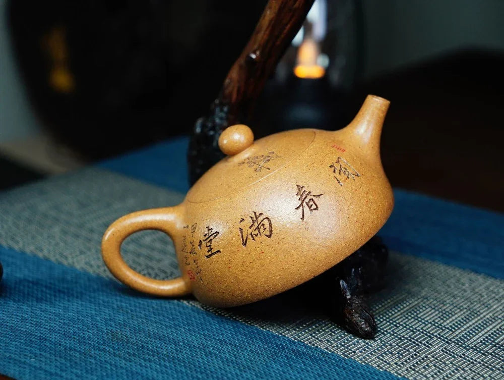 Full Handmade Yixing Zisha Teapot [Half Moon Pot] (Wucai Lao Duan Ni - 200ml) - YIQIN TEA HOUSE | yiqinteahouse.com | 200-300ml, full handmade zisha teapot, teapot, teaware