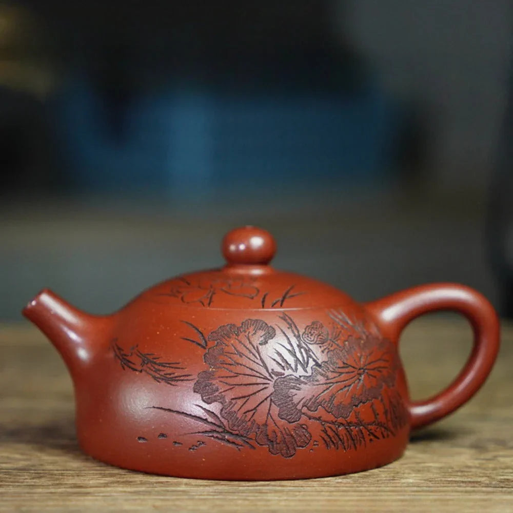 Full Handmade Yixing Zisha Teapot [Half Moon Pot] (Zhu Ni - 200ml) - YIQIN TEA HOUSE | yiqinteahouse.com | 200-300ml, full handmade zisha teapot, teapot, teaware