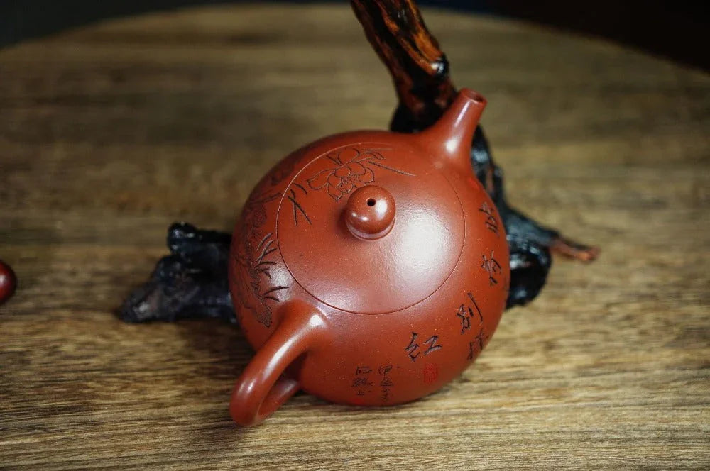 Full Handmade Yixing Zisha Teapot [Half Moon Pot] (Zhu Ni - 200ml) - YIQIN TEA HOUSE | yiqinteahouse.com | 200-300ml, full handmade zisha teapot, teapot, teaware