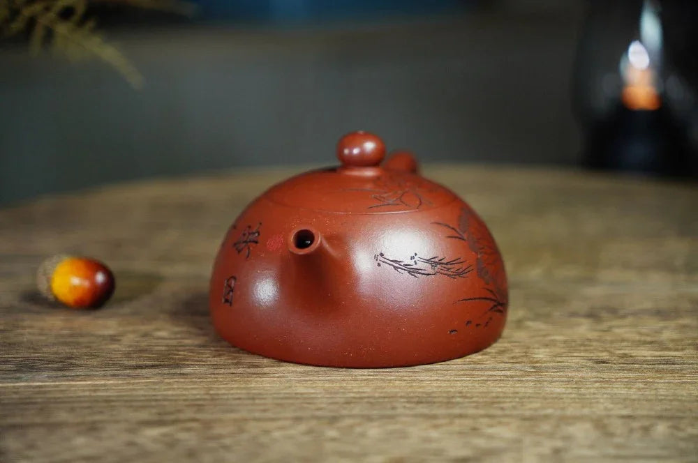 Full Handmade Yixing Zisha Teapot [Half Moon Pot] (Zhu Ni - 200ml) - YIQIN TEA HOUSE | yiqinteahouse.com | 200-300ml, full handmade zisha teapot, teapot, teaware