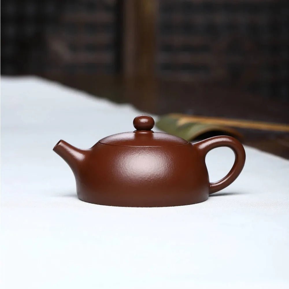 Full Handmade Yixing Zisha Teapot [Half Moon Pot] (Zi Ni - 180ml) - YIQIN TEA HOUSE | yiqinteahouse.com | <200ml, full handmade zisha teapot, new arrival, plain smooth, teapot, teaware