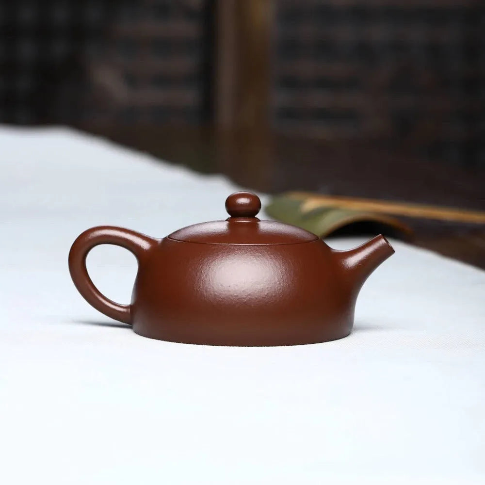 Full Handmade Yixing Zisha Teapot [Half Moon Pot] (Zi Ni - 180ml) - YIQIN TEA HOUSE | yiqinteahouse.com | <200ml, full handmade zisha teapot, new arrival, plain smooth, teapot, teaware