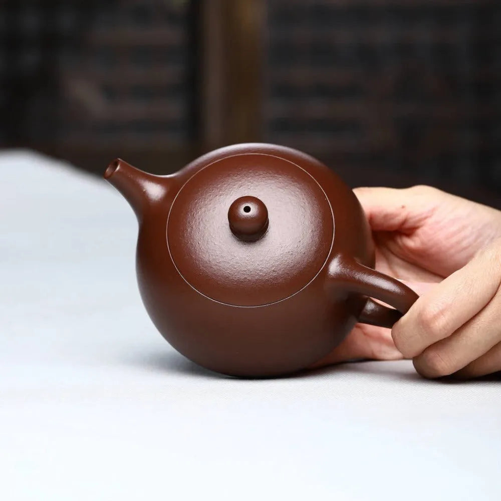 Full Handmade Yixing Zisha Teapot [Half Moon Pot] (Zi Ni - 180ml) - YIQIN TEA HOUSE | yiqinteahouse.com | <200ml, full handmade zisha teapot, new arrival, plain smooth, teapot, teaware