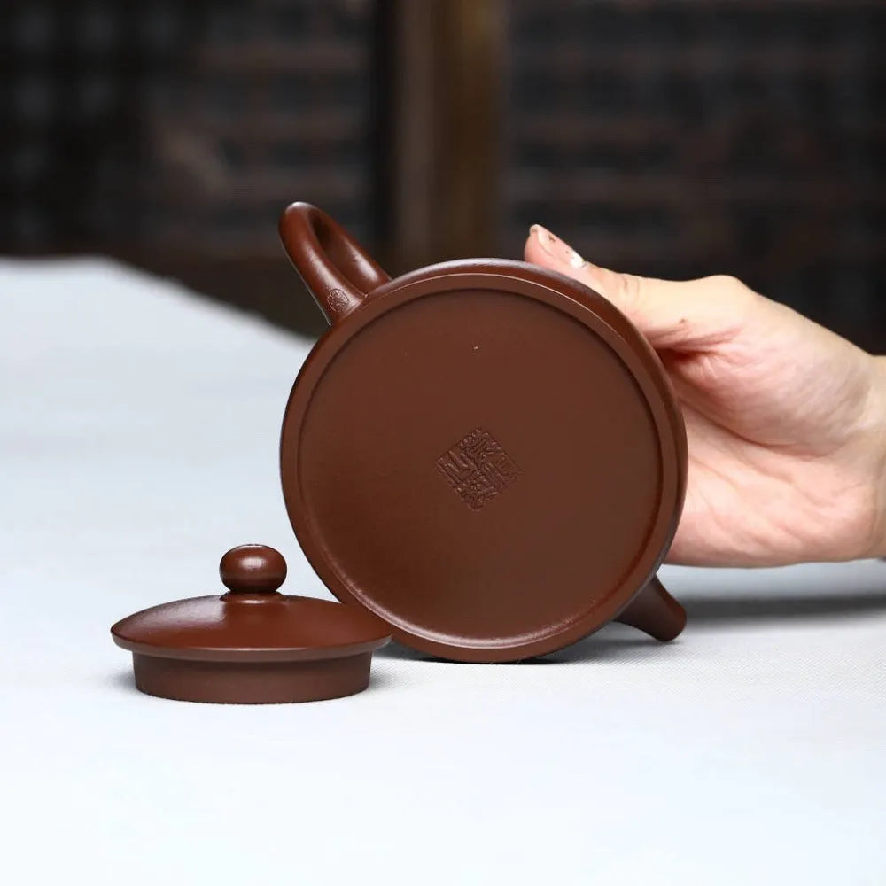 Full Handmade Yixing Zisha Teapot [Half Moon Pot] (Zi Ni - 180ml) - YIQIN TEA HOUSE | yiqinteahouse.com | <200ml, full handmade zisha teapot, new arrival, plain smooth, teapot, teaware