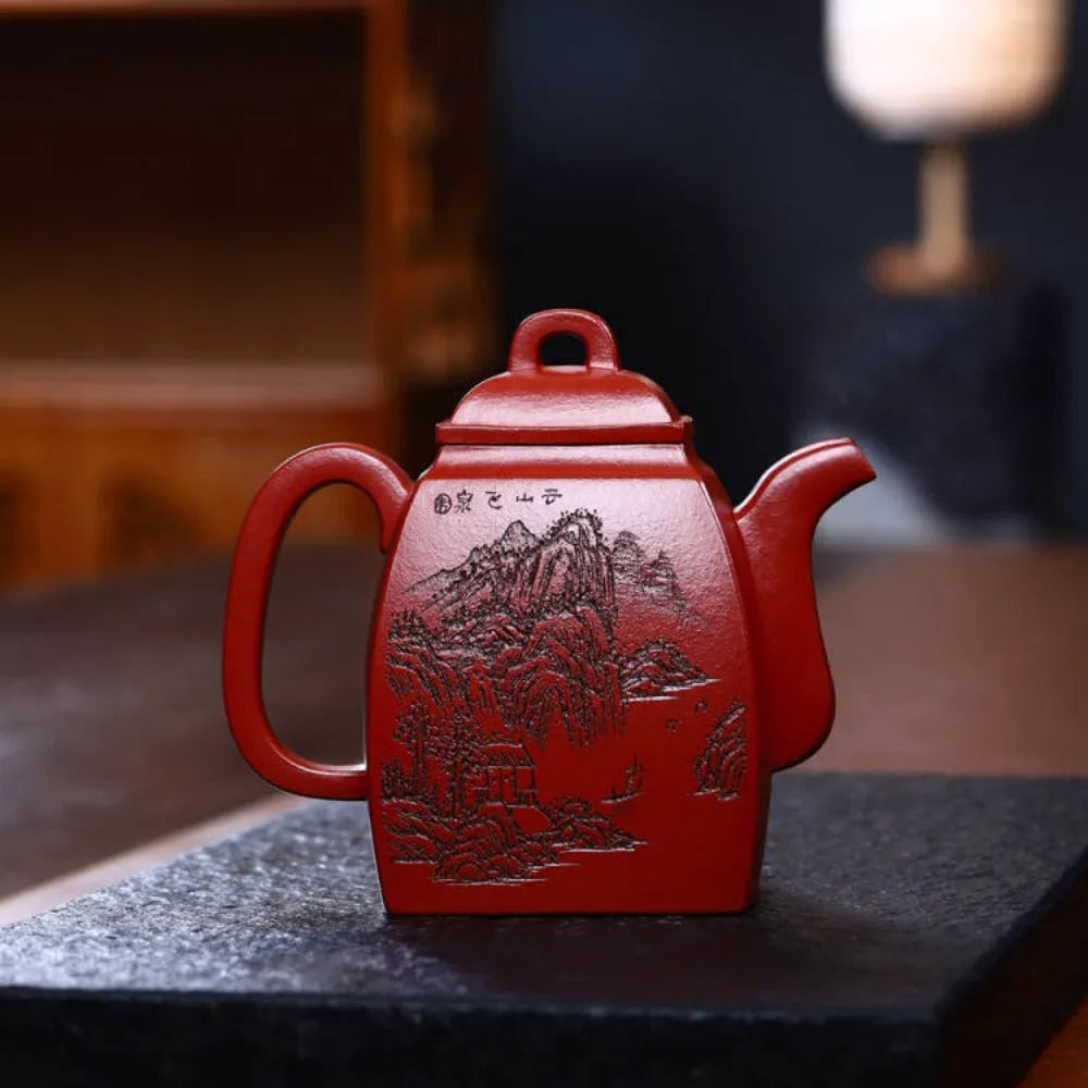 Full Handmade Yixing Zisha Teapot [Han Fang Pot] (Dahongpao - 350ml) - YIQIN TEA HOUSE | yiqinteahouse.com | >300ml, full handmade zisha teapot, new arrival, teapot, teaware