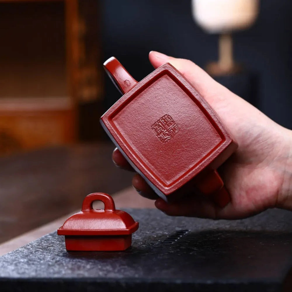 Full Handmade Yixing Zisha Teapot [Han Fang Pot] (Dahongpao - 350ml) - YIQIN TEA HOUSE | yiqinteahouse.com | >300ml, full handmade zisha teapot, new arrival, teapot, teaware