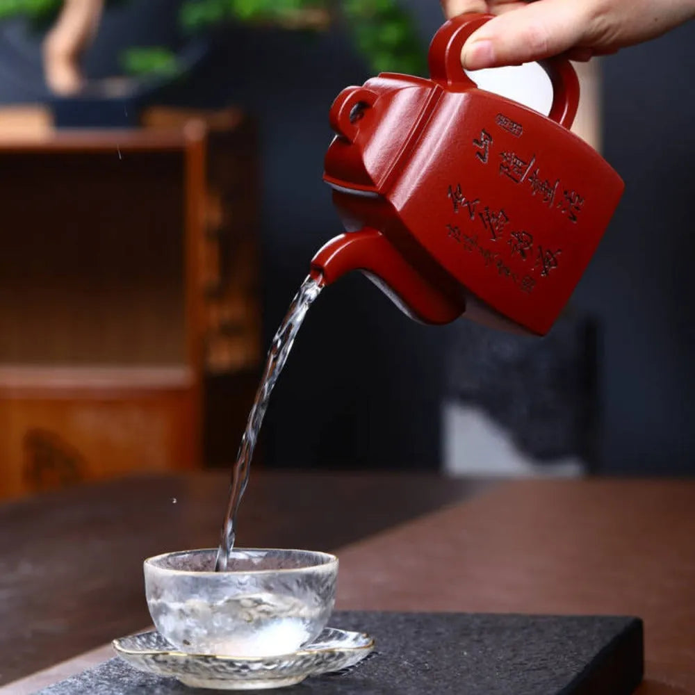 Full Handmade Yixing Zisha Teapot [Han Fang Pot] (Dahongpao - 350ml) - YIQIN TEA HOUSE | yiqinteahouse.com | >300ml, full handmade zisha teapot, new arrival, teapot, teaware