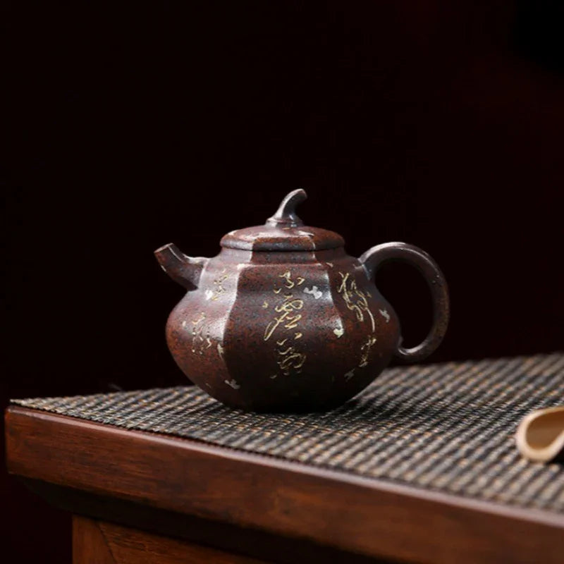 Full Handmade Yixing Zisha Teapot [Hexagon Gourd] (Firewood Fired Duan Ni - 170ml) - YIQIN TEA HOUSE | yiqinteahouse.com | <200ml, full handmade zisha teapot, teapot, teaware