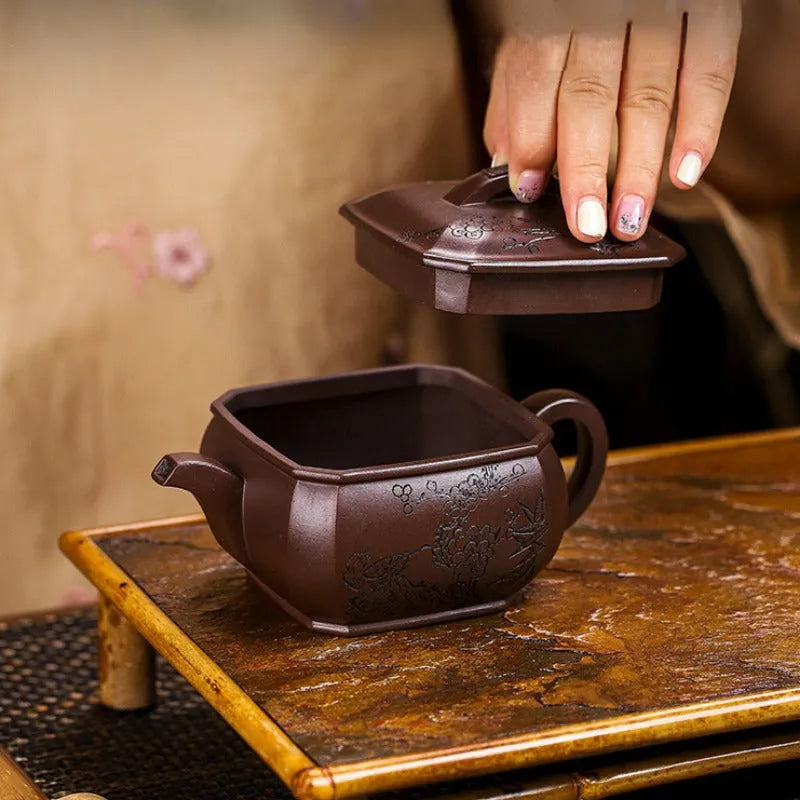 Full Handmade Yixing Zisha Teapot [Hong Xing Piao Xiang] (Zi Jia Ni - 320ml) - YIQIN TEA HOUSE | yiqinteahouse.com | >300ml, full handmade zisha teapot, new arrival, teapot, teaware