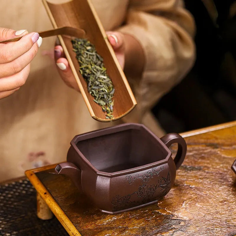 Full Handmade Yixing Zisha Teapot [Hong Xing Piao Xiang] (Zi Jia Ni - 320ml) - YIQIN TEA HOUSE | yiqinteahouse.com | >300ml, full handmade zisha teapot, new arrival, teapot, teaware