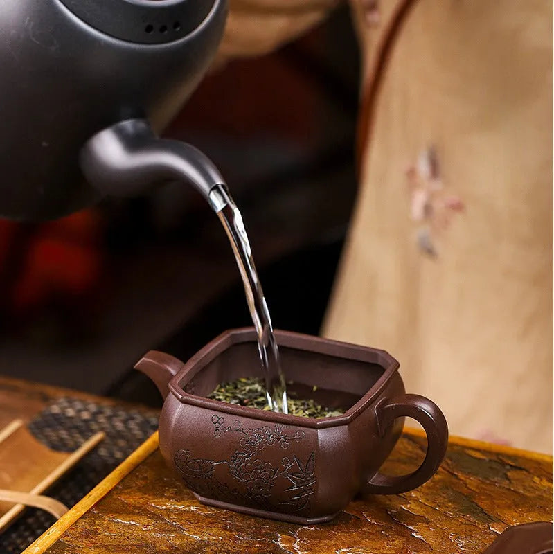 Full Handmade Yixing Zisha Teapot [Hong Xing Piao Xiang] (Zi Jia Ni - 320ml) - YIQIN TEA HOUSE | yiqinteahouse.com | >300ml, full handmade zisha teapot, new arrival, teapot, teaware