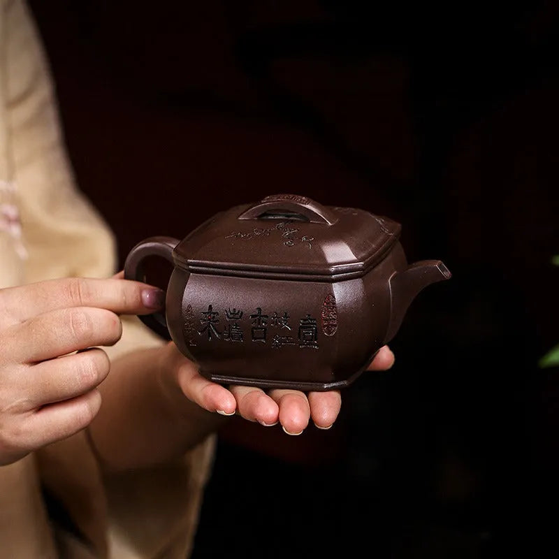 Full Handmade Yixing Zisha Teapot [Hong Xing Piao Xiang] (Zi Jia Ni - 320ml) - YIQIN TEA HOUSE | yiqinteahouse.com | >300ml, full handmade zisha teapot, new arrival, teapot, teaware