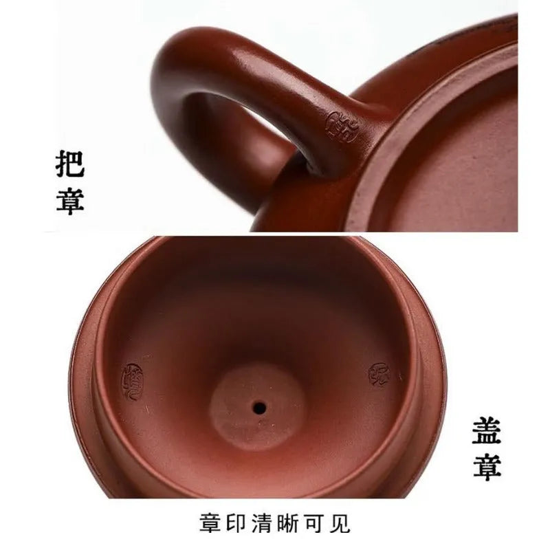 Full Handmade Yixing Zisha Teapot [Hua Kai Fugui] 1 Pot 5 Cups Set (Long Xue Sha - 380ml) - YIQIN TEA HOUSE | yiqinteahouse.com | >300ml, full handmade zisha teapot, new arrival, teapot, teaware, teaware set