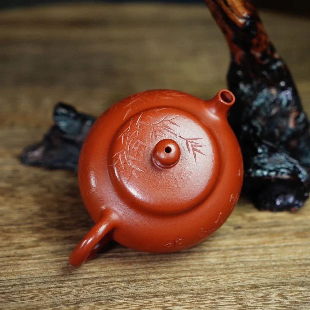 Full Handmade Yixing Zisha Teapot [Hua Ying Pot] (Zhu Ni - 150ml) - YIQIN TEA HOUSE | yiqinteahouse.com | <200ml, full handmade zisha teapot, teapot, teaware