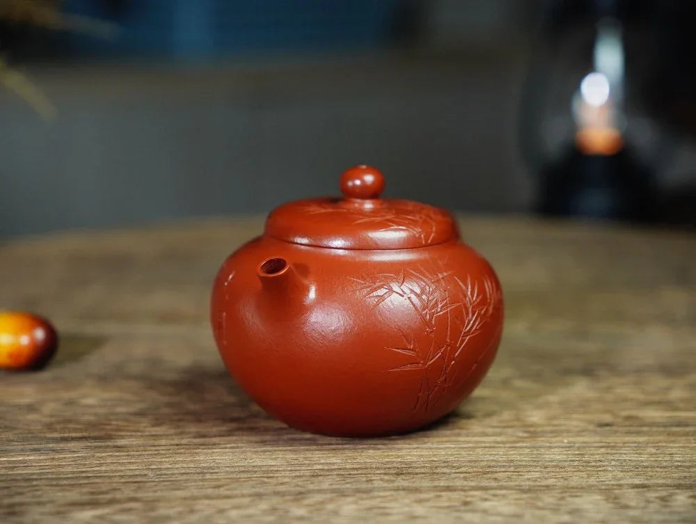 Full Handmade Yixing Zisha Teapot [Hua Ying Pot] (Zhu Ni - 150ml) - YIQIN TEA HOUSE | yiqinteahouse.com | <200ml, full handmade zisha teapot, teapot, teaware