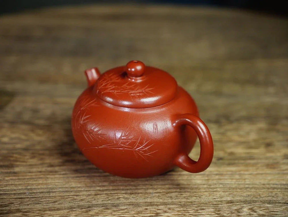 Full Handmade Yixing Zisha Teapot [Hua Ying Pot] (Zhu Ni - 150ml) - YIQIN TEA HOUSE | yiqinteahouse.com | <200ml, full handmade zisha teapot, teapot, teaware