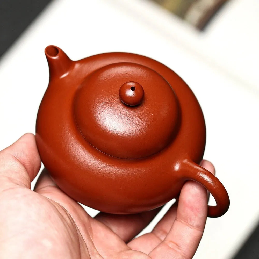 Full Handmade Yixing Zisha Teapot [Hua Ying Pot] (Zhu Ni - 160ml) - YIQIN TEA HOUSE | yiqinteahouse.com | <200ml, full handmade zisha teapot, new arrival, plain smooth, teapot, teaware