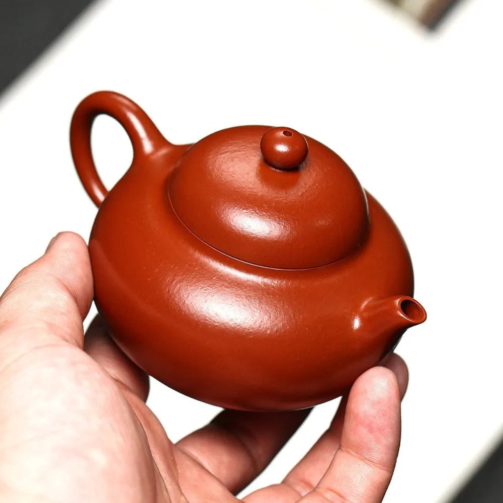 Full Handmade Yixing Zisha Teapot [Hua Ying Pot] (Zhu Ni - 160ml) - YIQIN TEA HOUSE | yiqinteahouse.com | <200ml, full handmade zisha teapot, new arrival, plain smooth, teapot, teaware