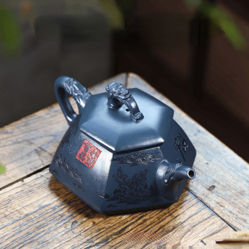 Full Handmade Yixing Zisha Teapot [Huna Baifu] 1 Pot 5 Cups Set (Tian Qing Ni - 320ml) - YIQIN TEA HOUSE | yiqinteahouse.com | >300ml, autopostr_instagram_69921, full handmade zisha teapot, new arrival, teapot, teaware, teaware set