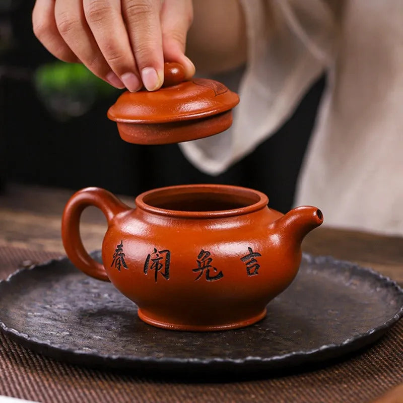 Full Handmade Yixing Zisha Teapot [Ji Tu Nao Chun] (Zhao Zhuang Zhu Ni - 320ml) - YIQIN TEA HOUSE | yiqinteahouse.com | >300ml, full handmade zisha teapot, new arrival, teapot, teaware