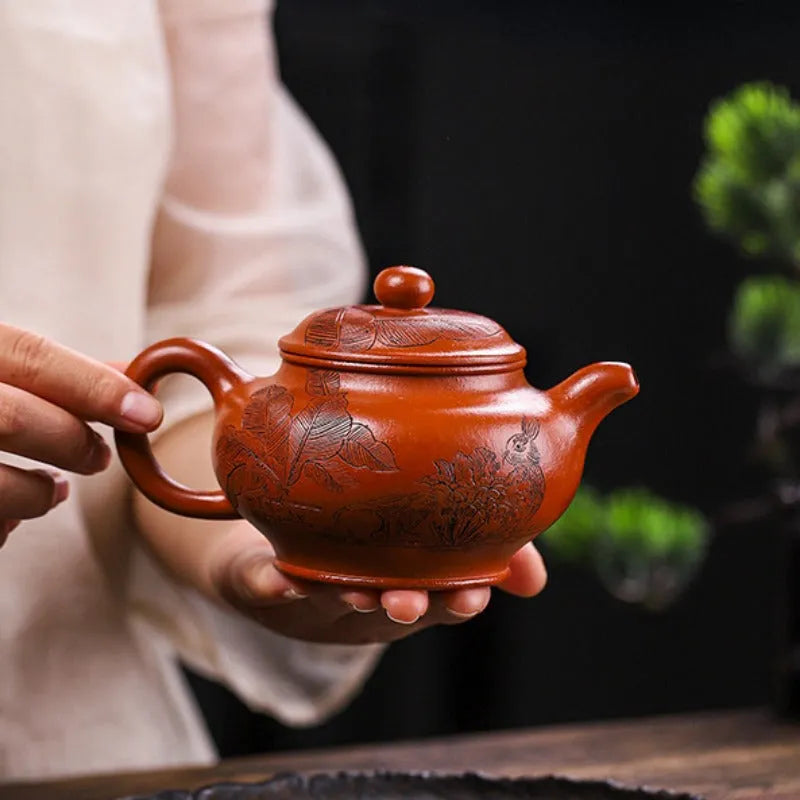 Full Handmade Yixing Zisha Teapot [Ji Tu Nao Chun] (Zhao Zhuang Zhu Ni - 320ml) - YIQIN TEA HOUSE | yiqinteahouse.com | >300ml, full handmade zisha teapot, new arrival, teapot, teaware