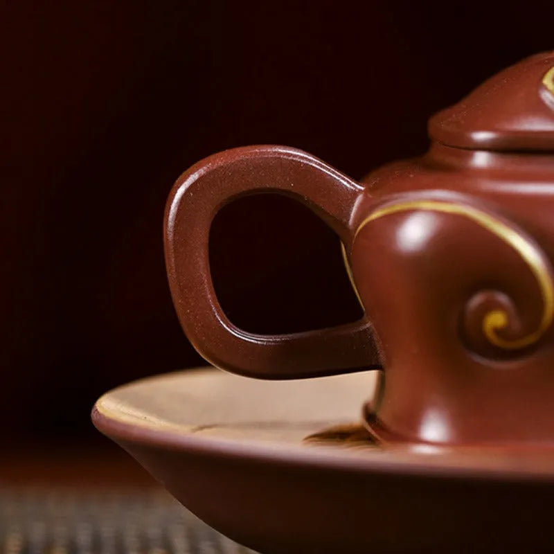 Full Handmade Yixing Zisha Teapot [Ji Xiang Ruyi] (Gu Zi Ni - 340ml) - YIQIN TEA HOUSE | yiqinteahouse.com | >300ml, full handmade zisha teapot, teapot, teaware