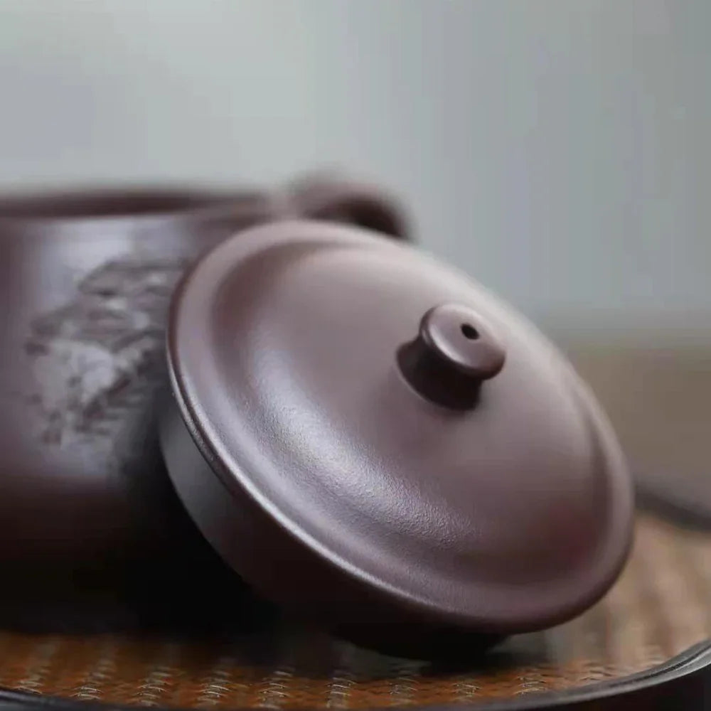 Full Handmade Yixing Zisha Teapot [Jiangnan Gao Shi Piao Pot] (Zi Ni - 270ml) - YIQIN TEA HOUSE | yiqinteahouse.com | 200-300ml, full handmade zisha teapot, teapot, teaware