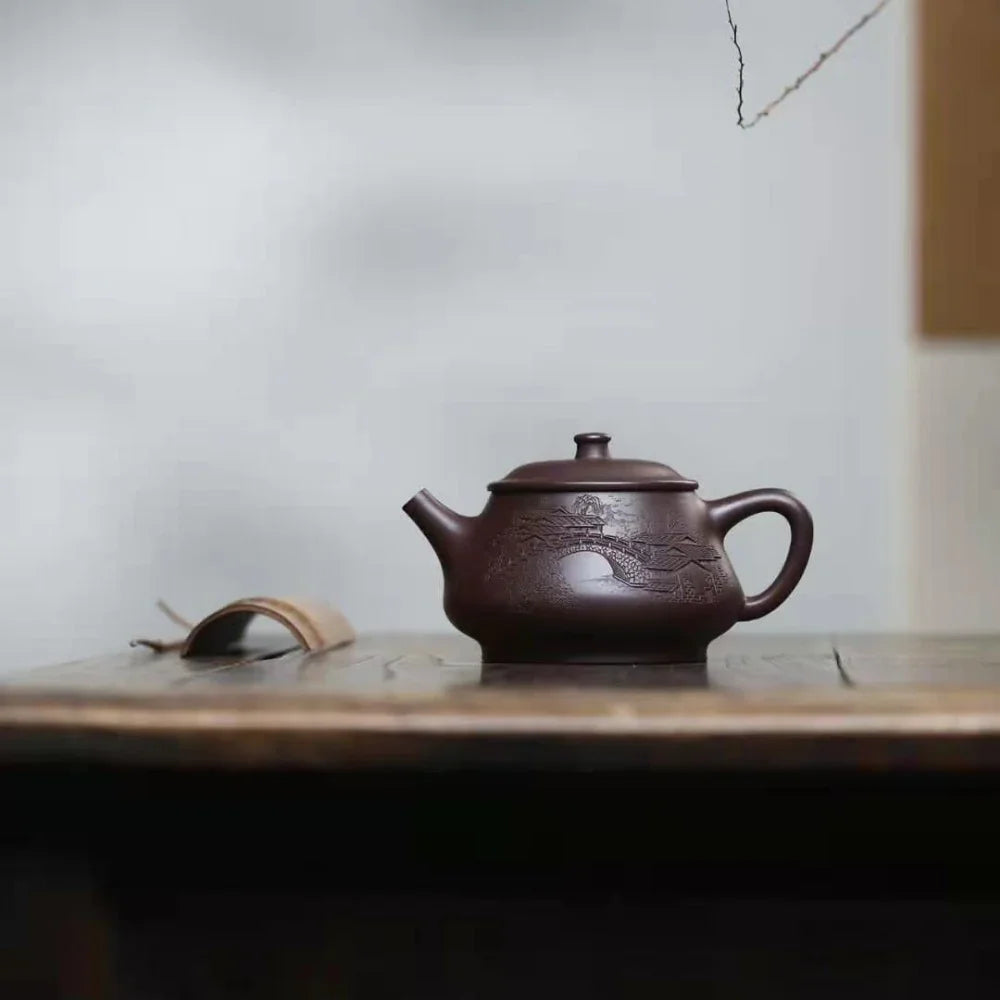 Full Handmade Yixing Zisha Teapot [Jiangnan Gao Shi Piao Pot] (Zi Ni - 270ml) - YIQIN TEA HOUSE | yiqinteahouse.com | 200-300ml, full handmade zisha teapot, teapot, teaware