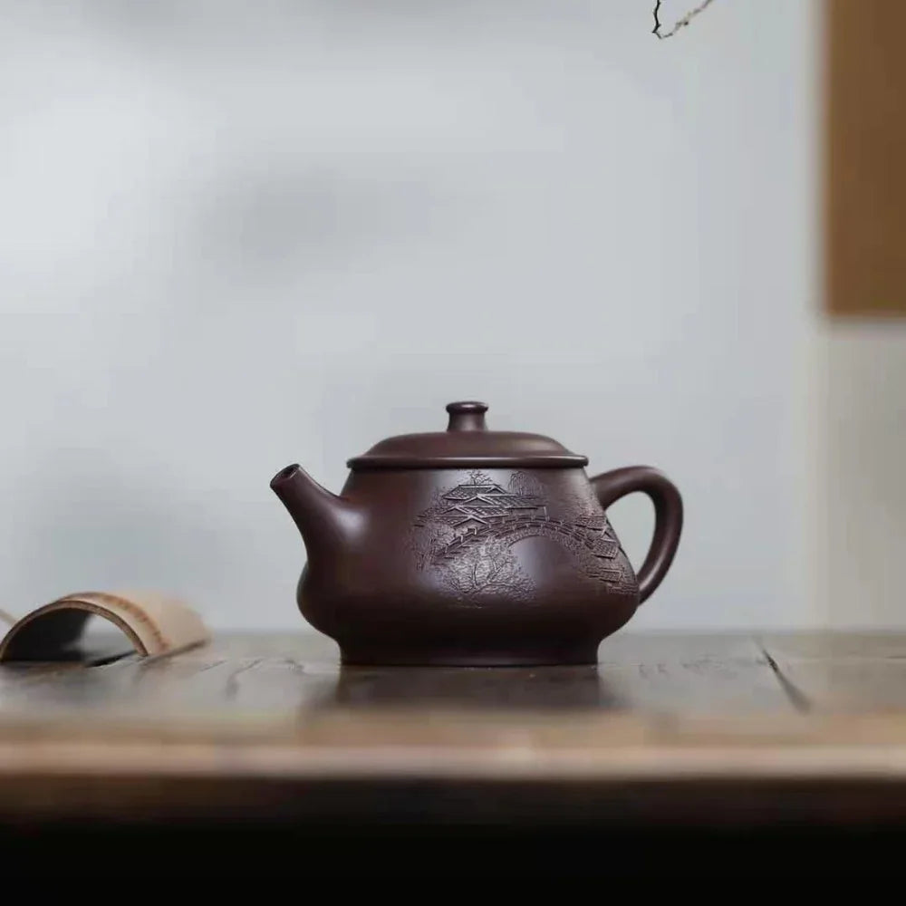 Full Handmade Yixing Zisha Teapot [Jiangnan Gao Shi Piao Pot] (Zi Ni - 270ml) - YIQIN TEA HOUSE | yiqinteahouse.com | 200-300ml, full handmade zisha teapot, teapot, teaware