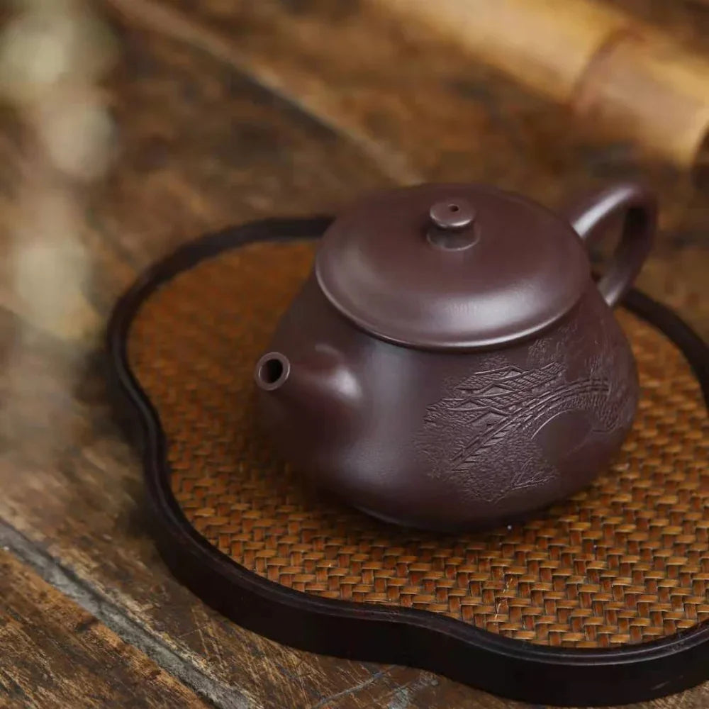 Full Handmade Yixing Zisha Teapot [Jiangnan Gao Shi Piao Pot] (Zi Ni - 270ml) - YIQIN TEA HOUSE | yiqinteahouse.com | 200-300ml, full handmade zisha teapot, teapot, teaware