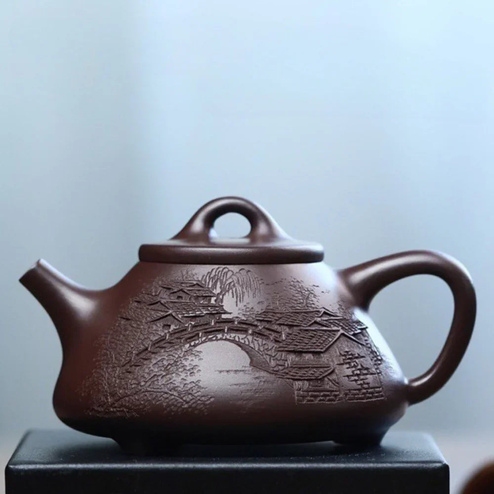 Full Handmade Yixing Zisha Teapot [Jiangnan Ziye Shi Piao Pot] (Zi Ni - 220ml) - YIQIN TEA HOUSE | yiqinteahouse.com | 200-300ml, full handmade zisha teapot, teapot, teaware