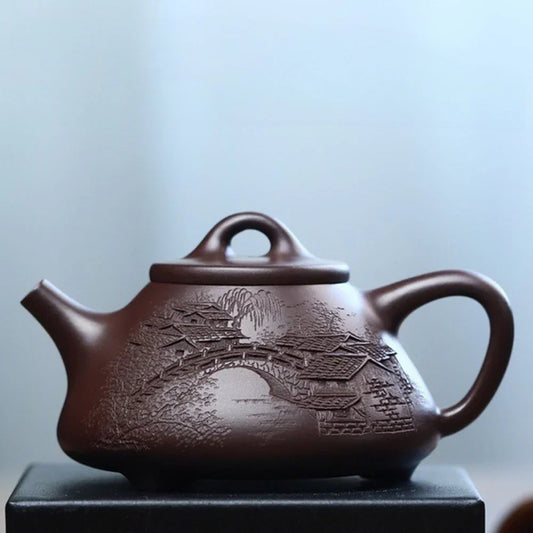 Full Handmade Yixing Zisha Teapot [Jiangnan Ziye Shi Piao Pot] (Zi Ni - 220ml) - YIQIN TEA HOUSE | yiqinteahouse.com | 200-300ml, full handmade zisha teapot, teapot, teaware