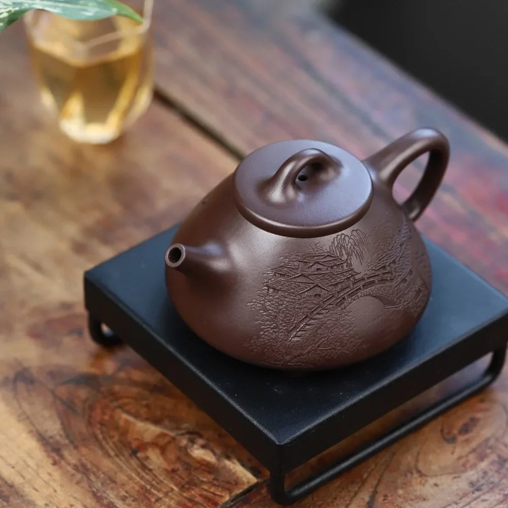 Full Handmade Yixing Zisha Teapot [Jiangnan Ziye Shi Piao Pot] (Zi Ni - 220ml) - YIQIN TEA HOUSE | yiqinteahouse.com | 200-300ml, full handmade zisha teapot, teapot, teaware